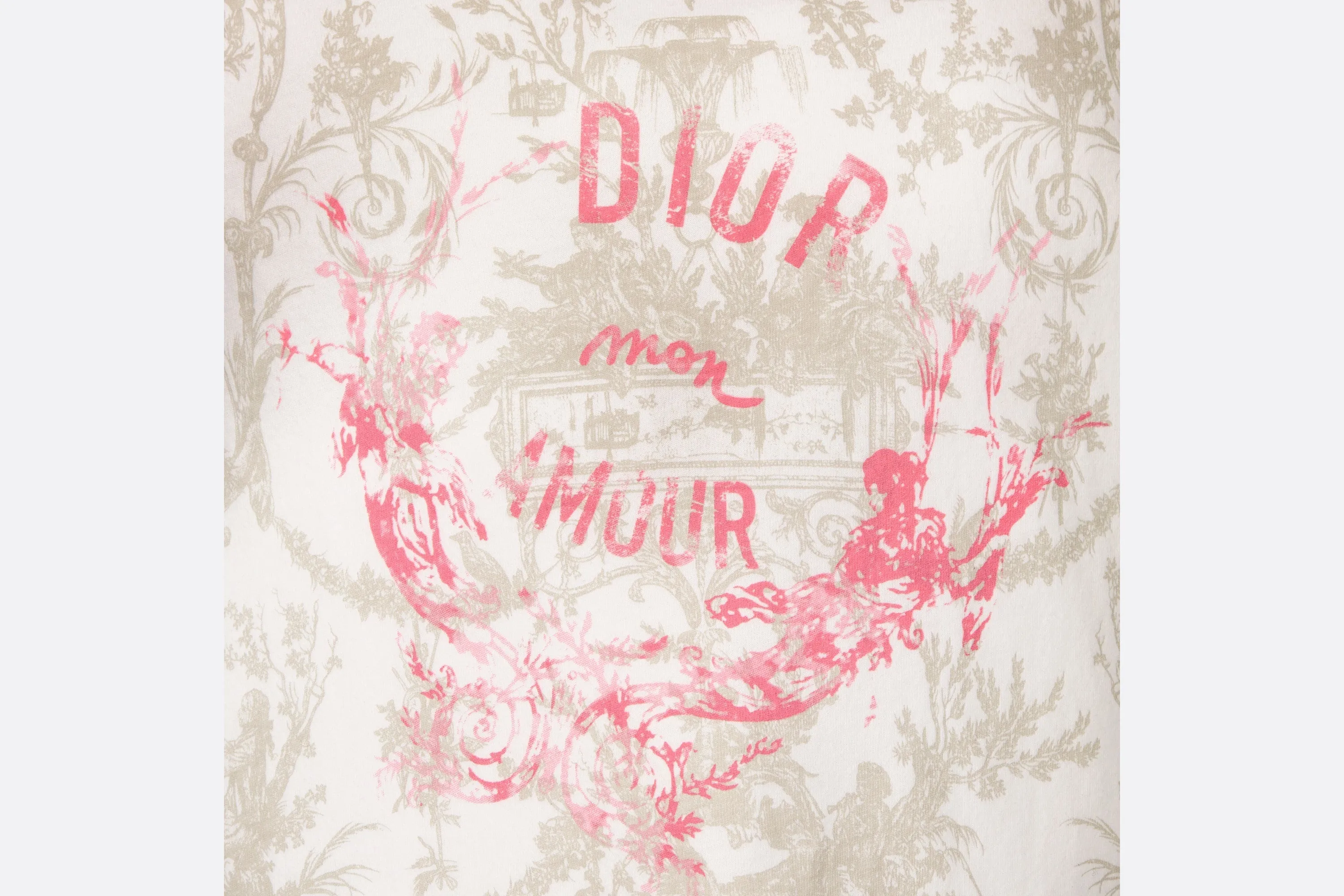 Kid's T-Shirt • Beige Cotton Jersey with White Toile de Jouy Print