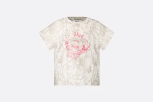 Kid's T-Shirt • Beige Cotton Jersey with White Toile de Jouy Print