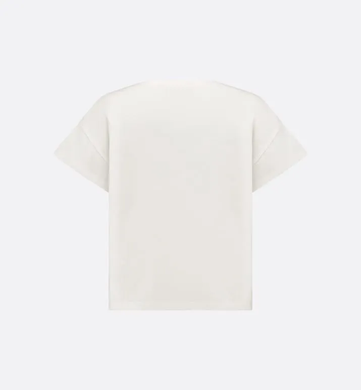 Kid's T-Shirt • Ivory Cotton Jersey with Pale Gold-Tone Cannage Motif