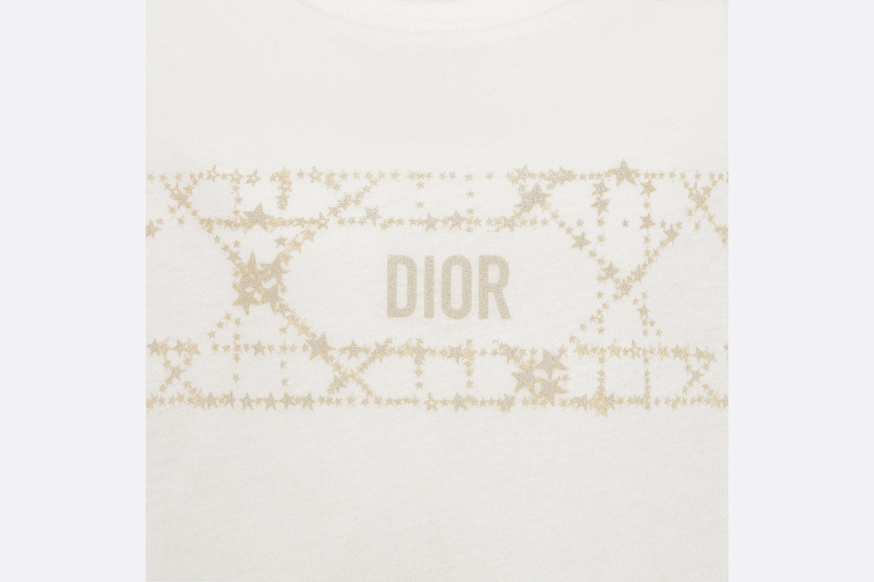 Kid's T-Shirt • Ivory Cotton Jersey with Pale Gold-Tone Cannage Motif