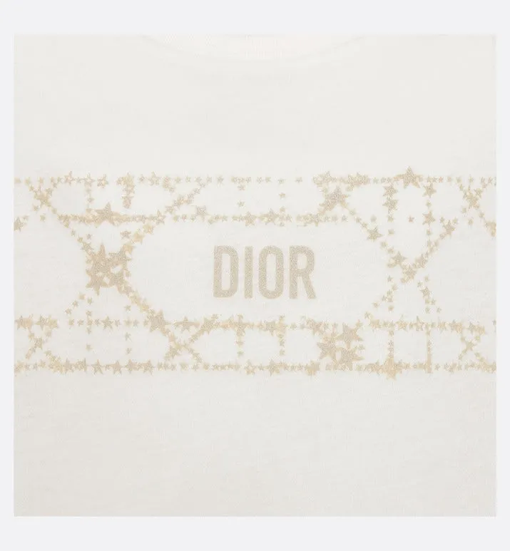 Kid's T-Shirt • Ivory Cotton Jersey with Pale Gold-Tone Cannage Motif