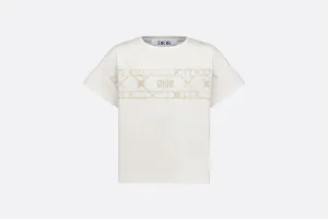 Kid's T-Shirt • Ivory Cotton Jersey with Pale Gold-Tone Cannage Motif