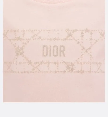 Kid's T-Shirt • Pale Pink Cotton Jersey with Pale Gold-Tone Cannage Motif
