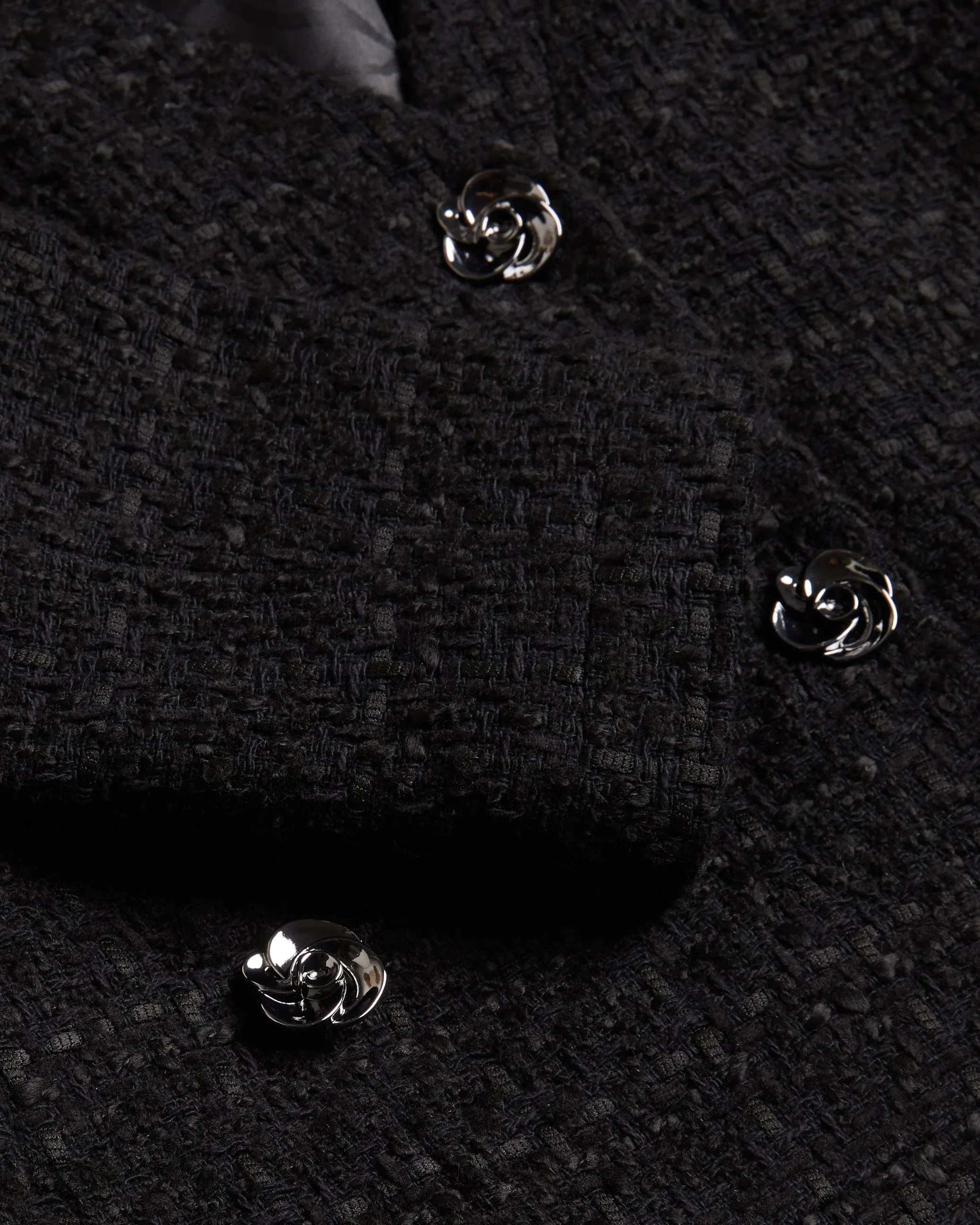Koma Rose Button Cropped Boucle Tailored J Black