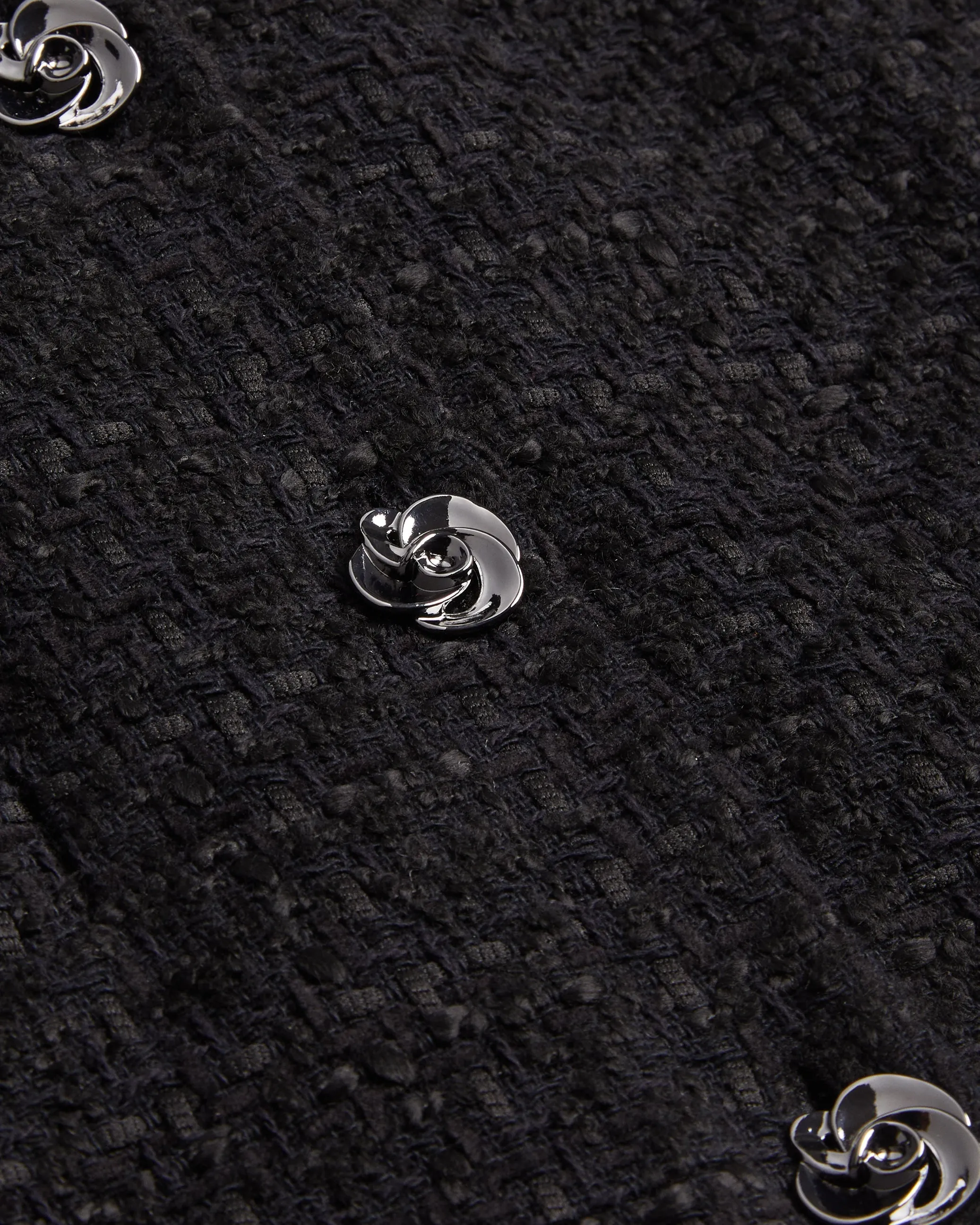 Koma Rose Button Cropped Boucle Tailored J Black