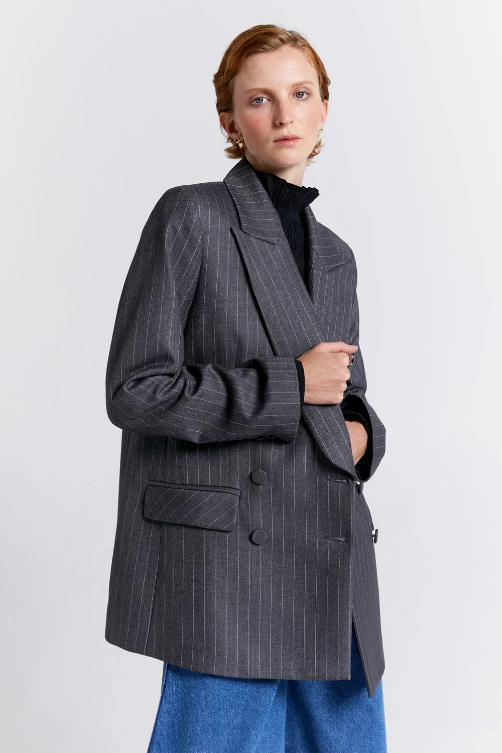 Kyoto Double Breasted Jacket Charcoal