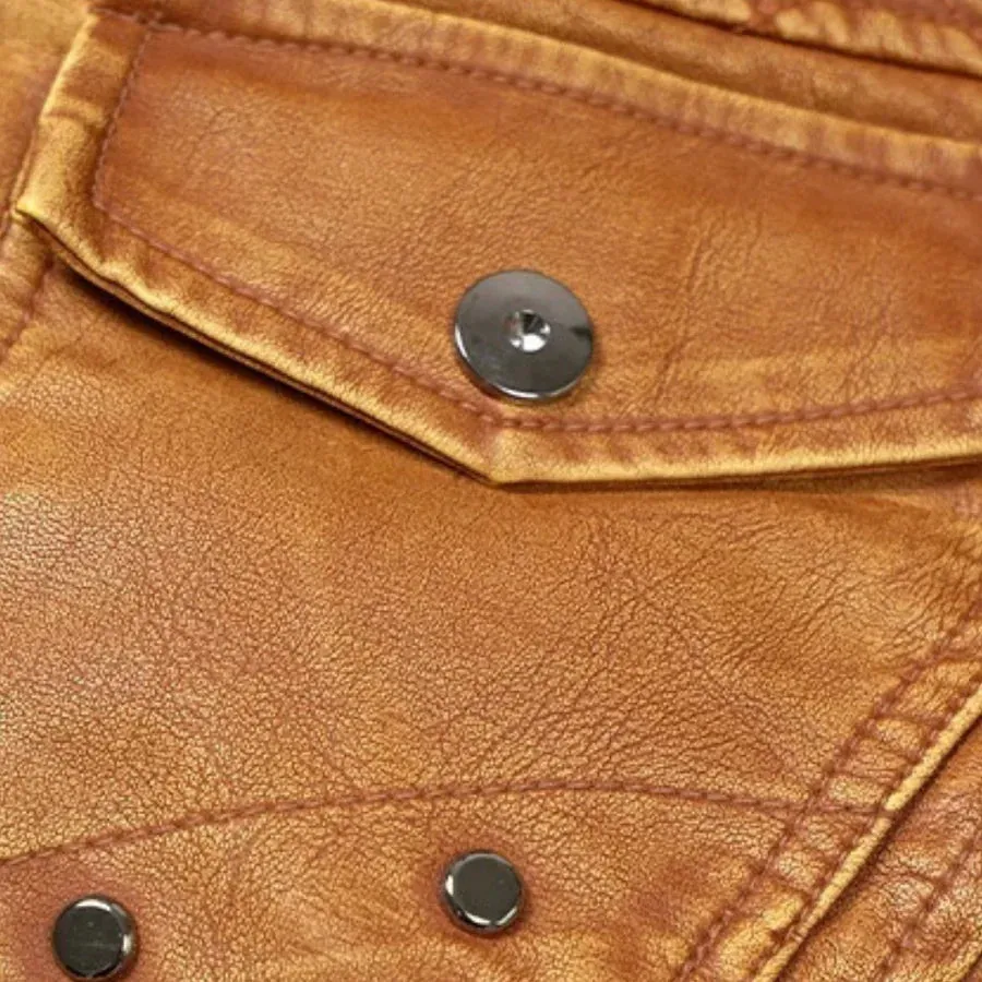 Kyriakos - elegant men's leather jacket with trendy hoodie