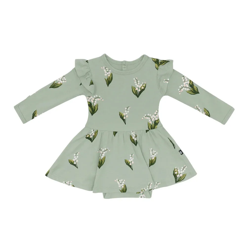 Kyte Baby Long Sleeve Twirl Bodysuit Dress - Thyme Lily