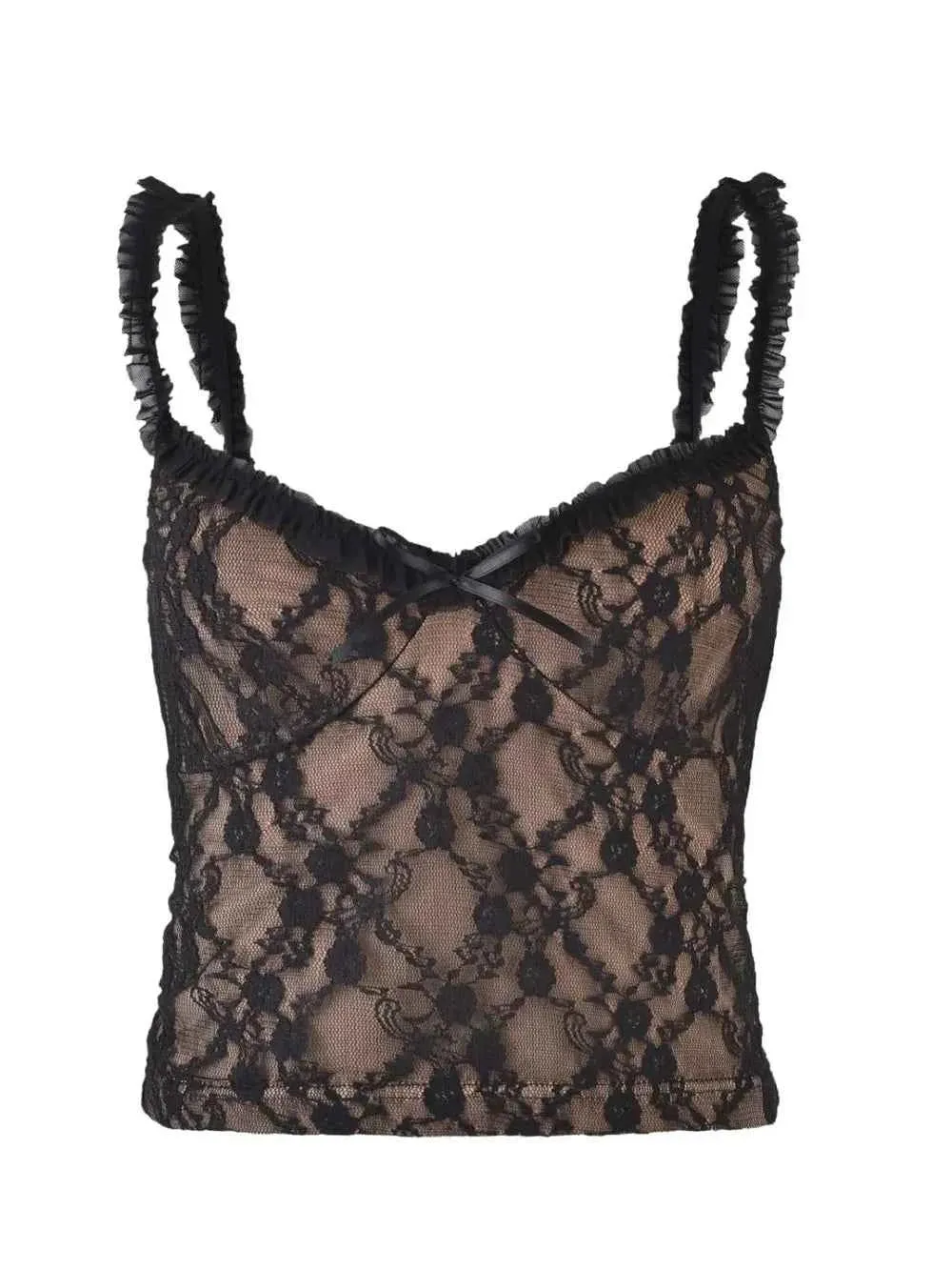 Lace Sweetheart Cami - Elegant Lace Neckline Tank Top