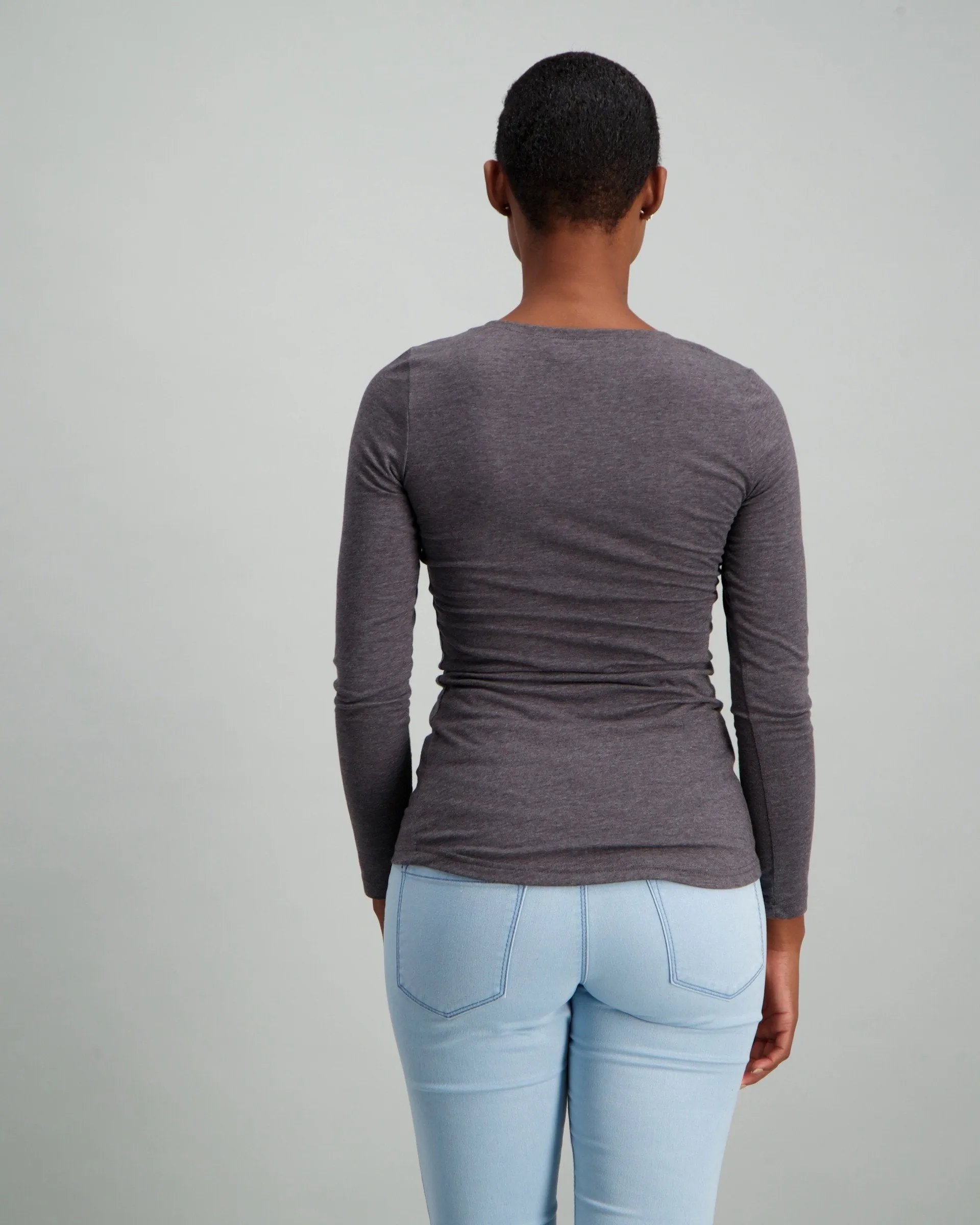 Ladies Long Sleeve Core T-Shirt - Charcoal Melange