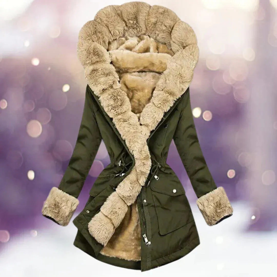 Ladies' warm winter coat, fur-lined