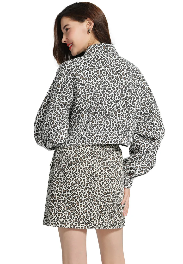 leopard print jacket and skirt