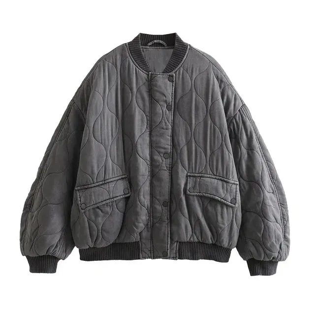 LIESEL | Damen Locker Sitzende Graue Bomberjacke
