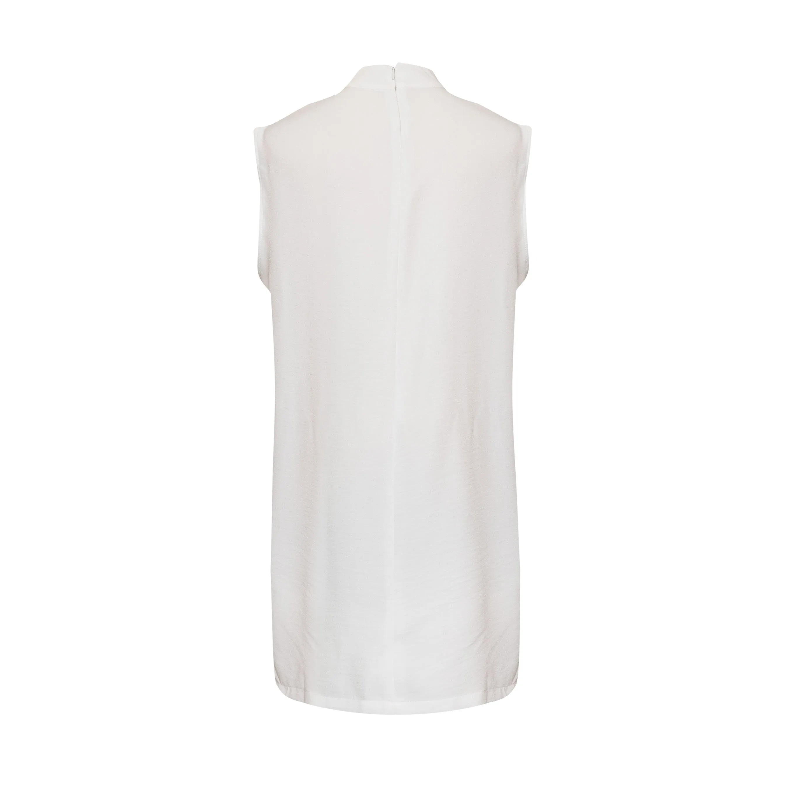 Linen High-Neck Sleeveless Blouse