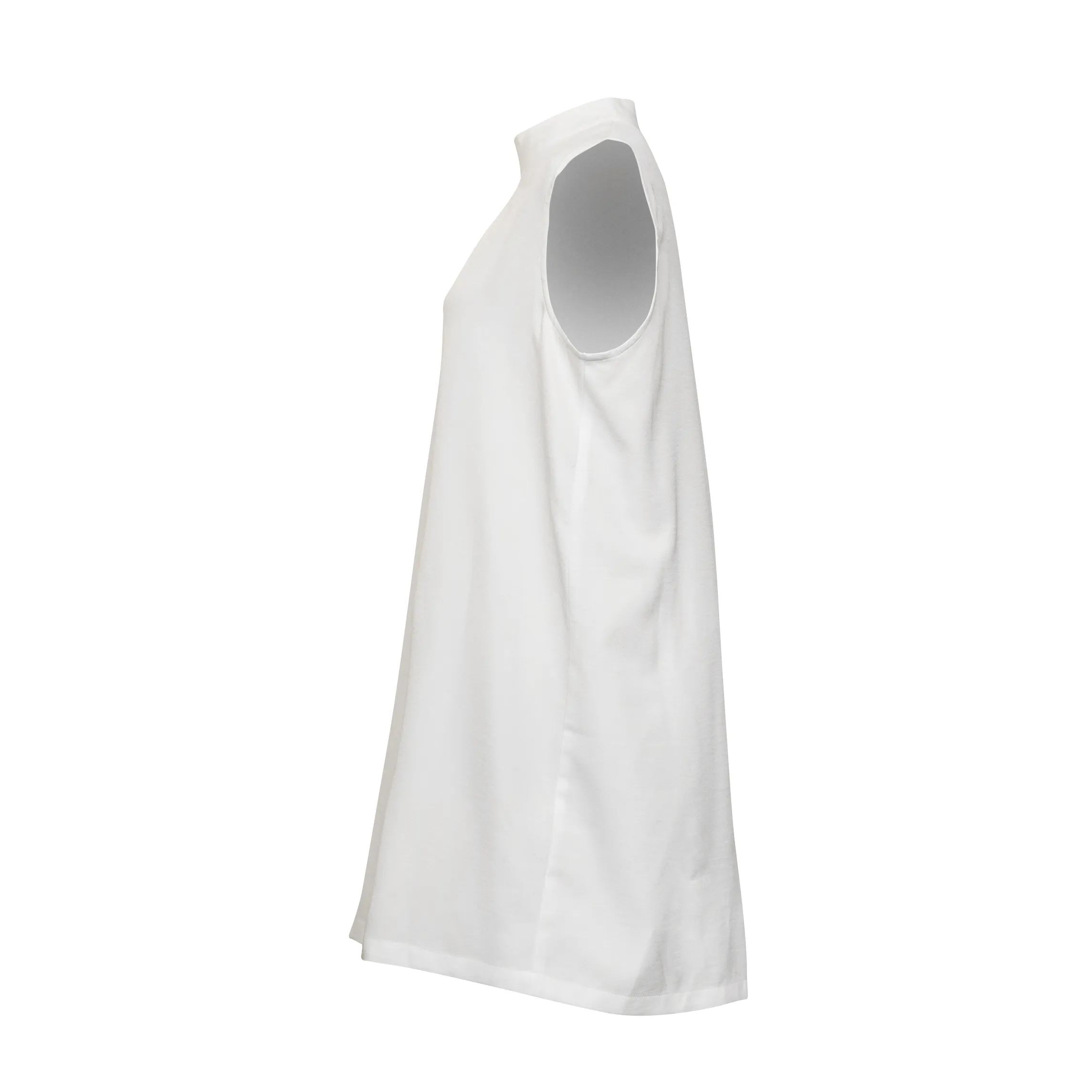 Linen High-Neck Sleeveless Blouse