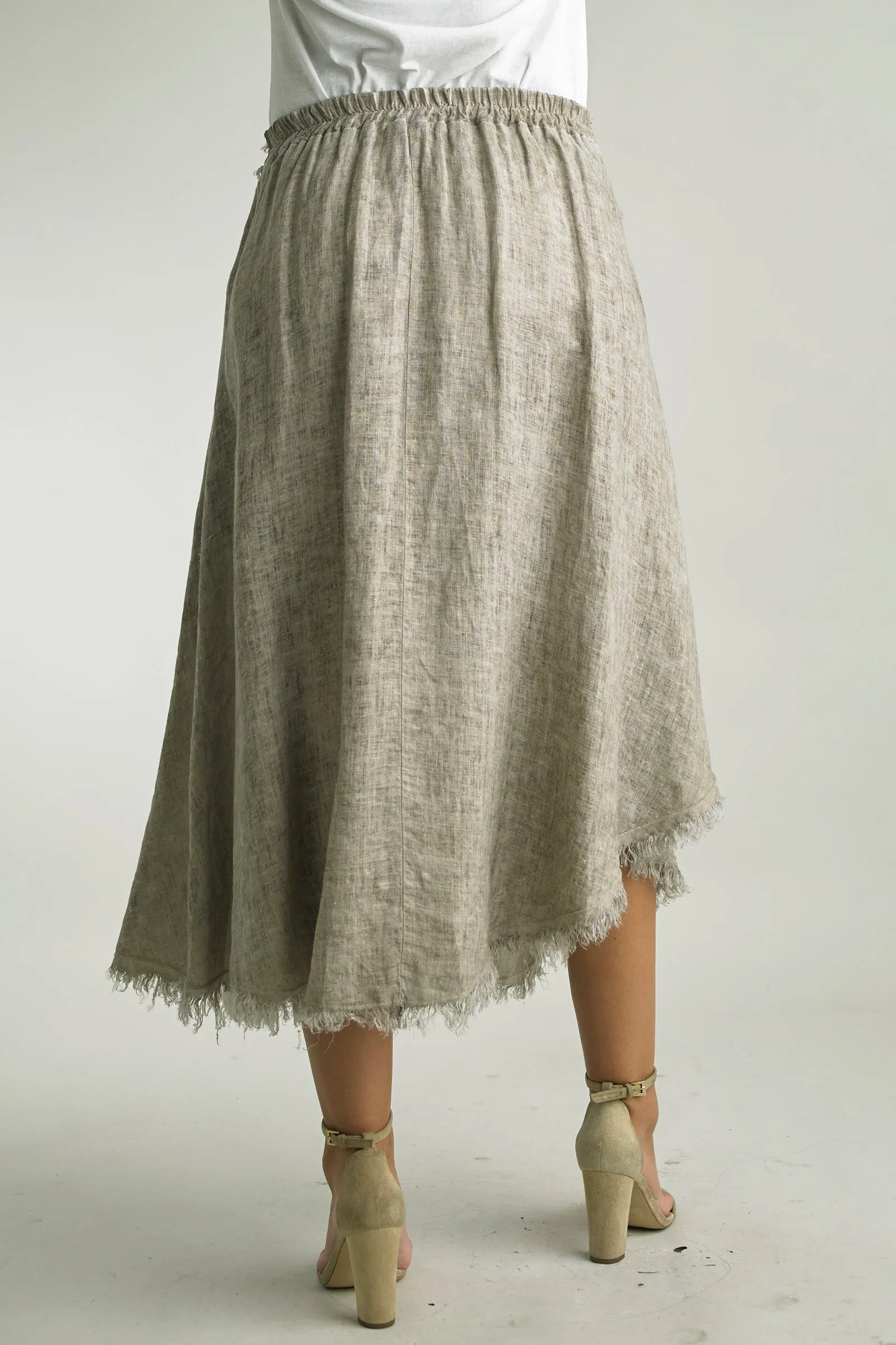Linen Skirt with Button Tie