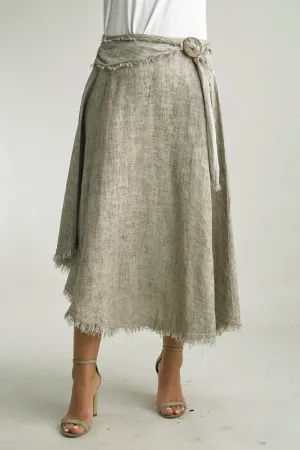 Linen Skirt with Button Tie