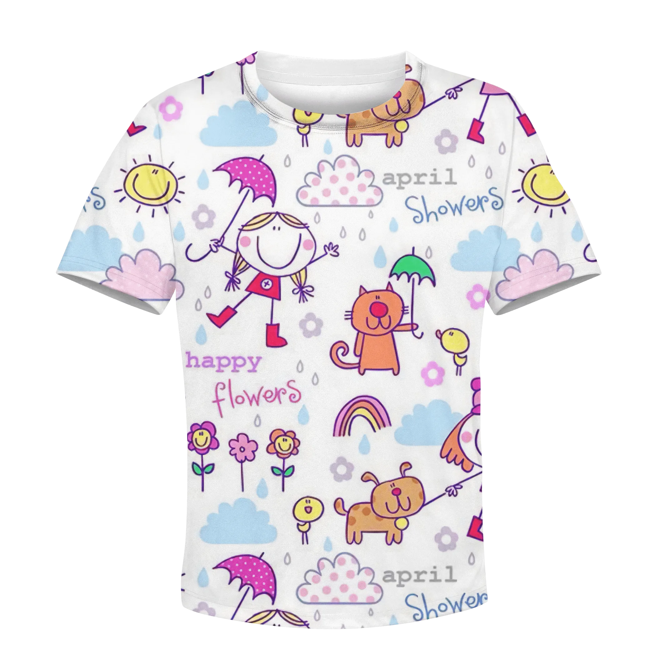 Little Girl And Her Pets In Rainny Day Custom Cosplay Kid Hoodie