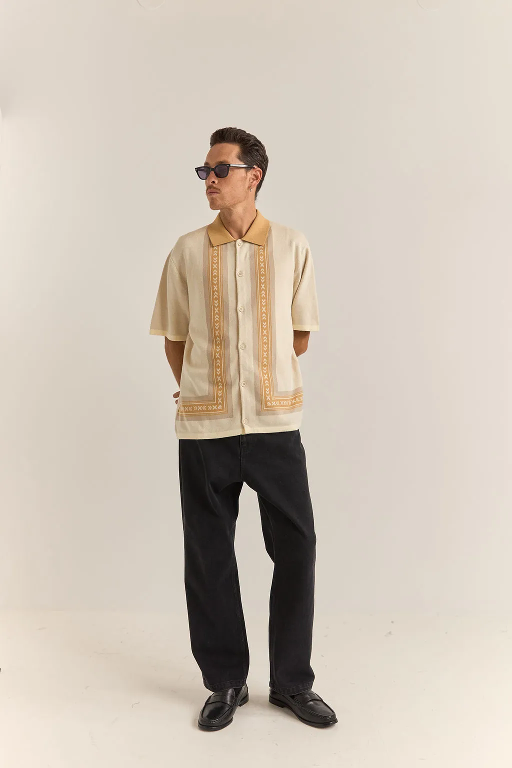 LOMA KNITTED SS SHIRT - NATURAL