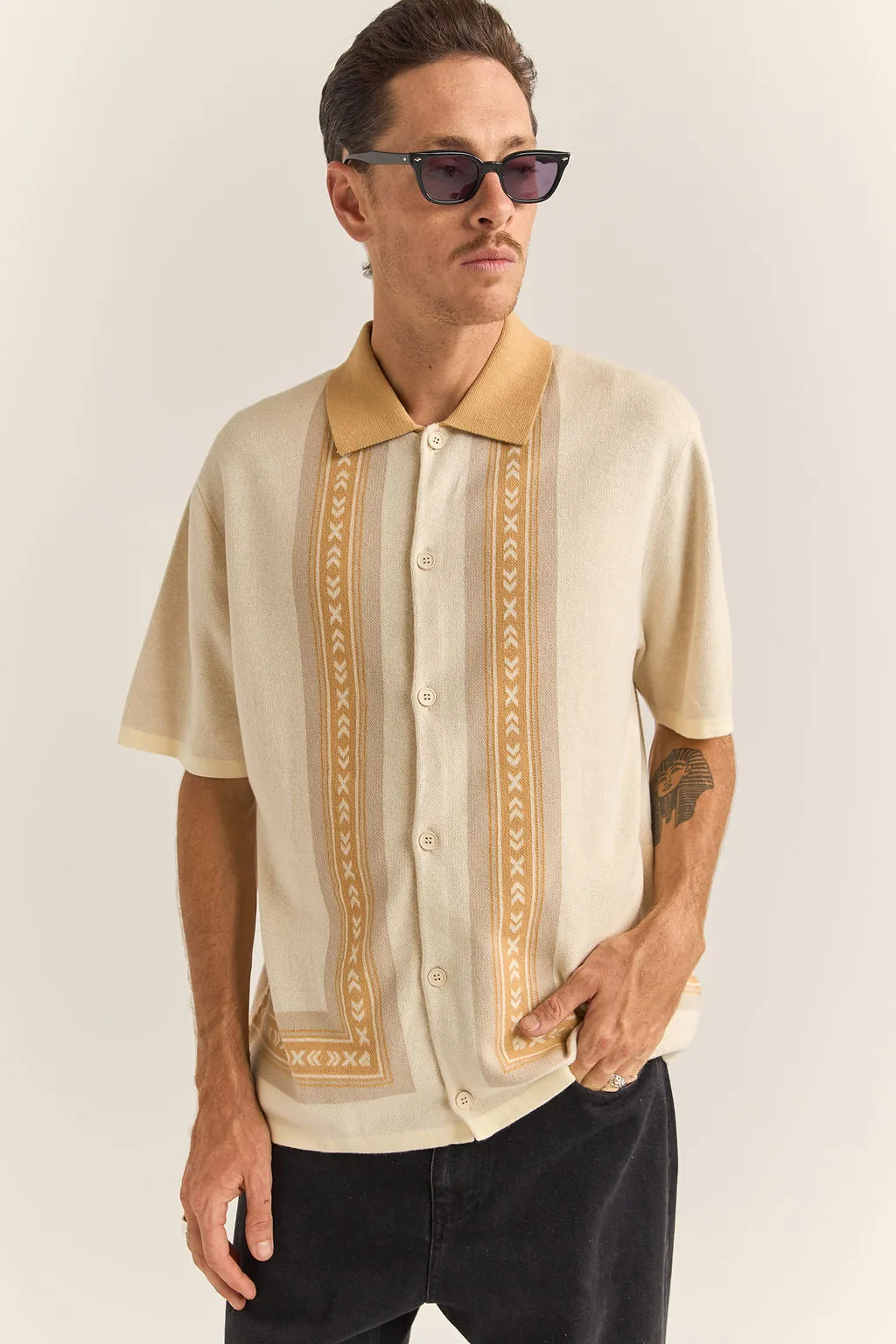 LOMA KNITTED SS SHIRT - NATURAL