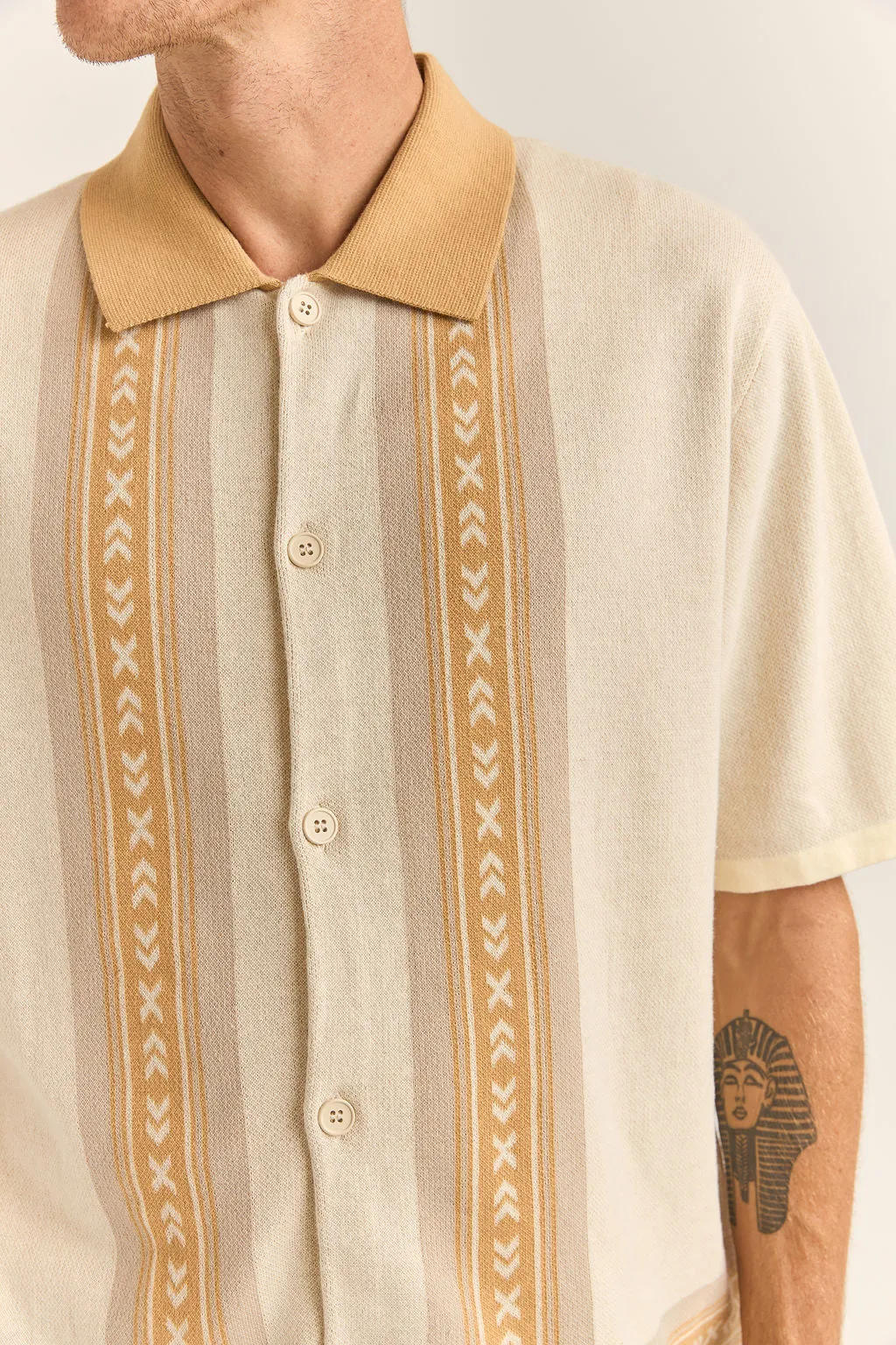 LOMA KNITTED SS SHIRT - NATURAL