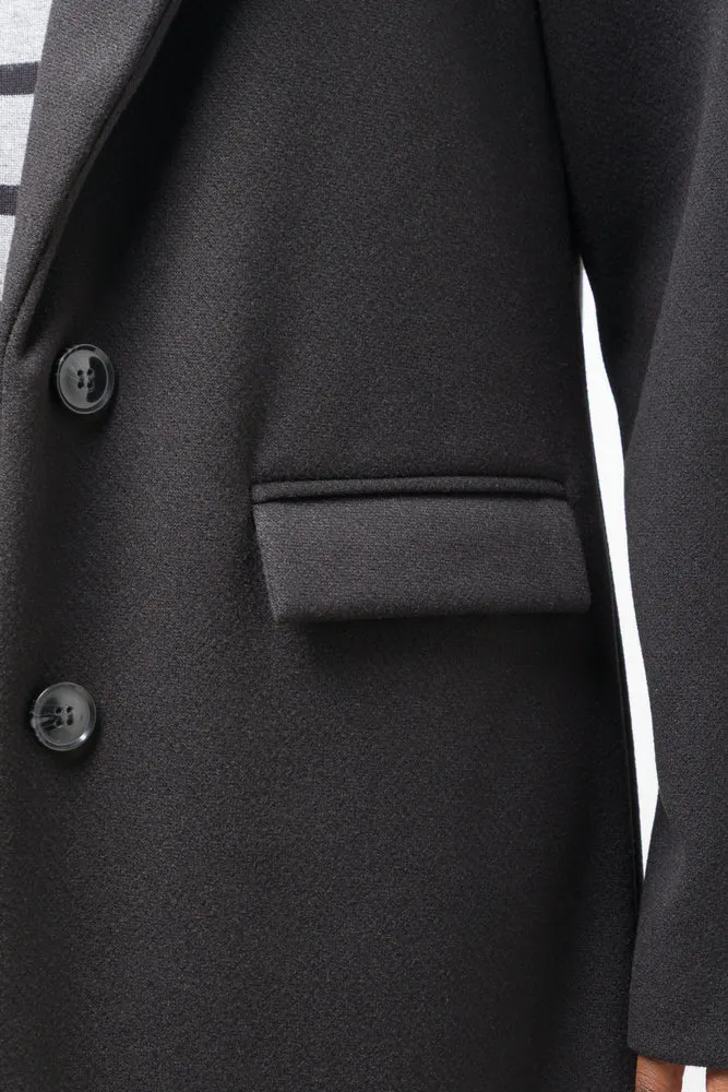 Longer Length Melton Coat Black
