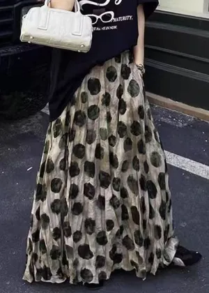 Loose Apricot Dot Pockets Cotton Skirt Summer