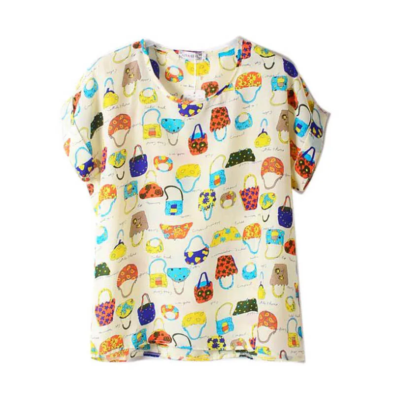 Loose Chiffon T-Shirt Women Tops Girl Chiffon Loose Tee Multicolor T-Shirts
