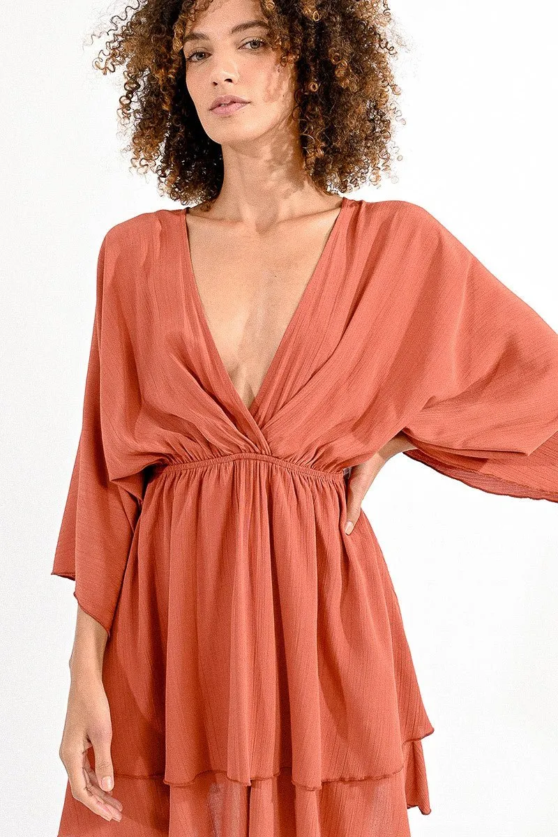 LOOSE-FITTING DRESS, V-NECK