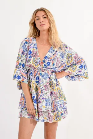 LOOSE-FITTING FLORAL V-NECK DRESS