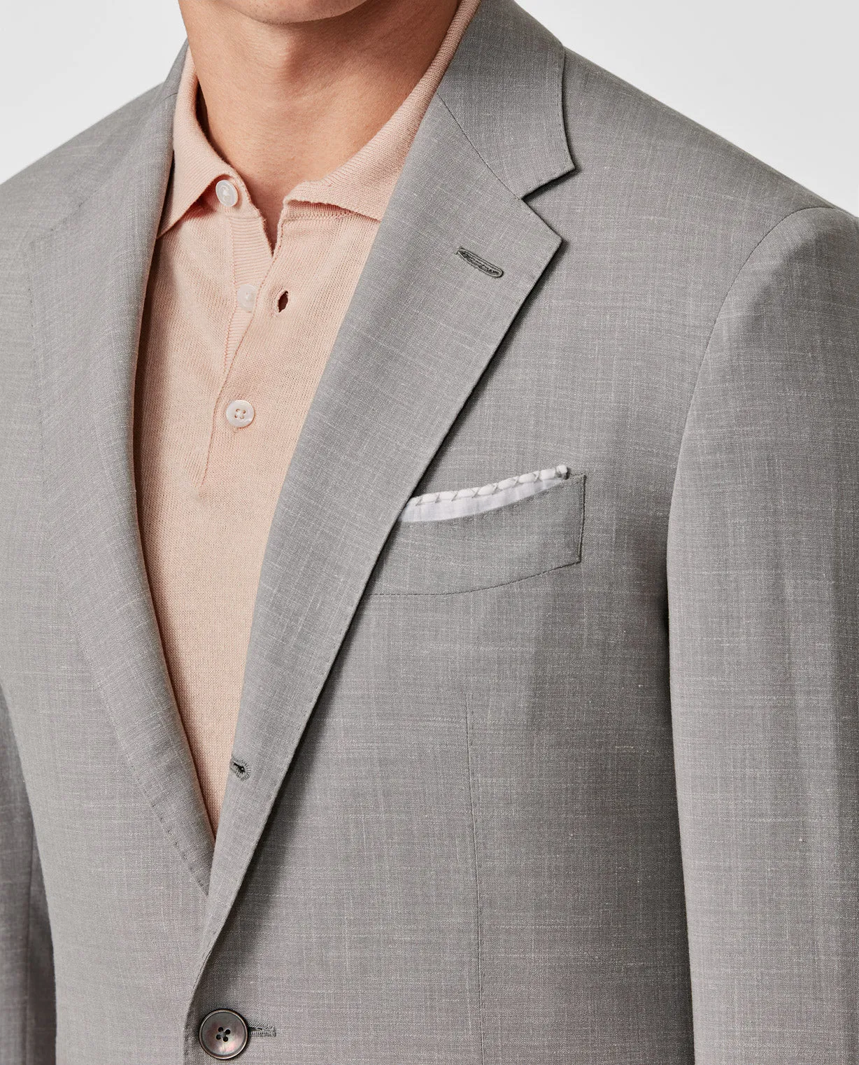 Loro Piana MOVE Light Grey Stretch Wool, Silk & Linen Plain Tropical Weave