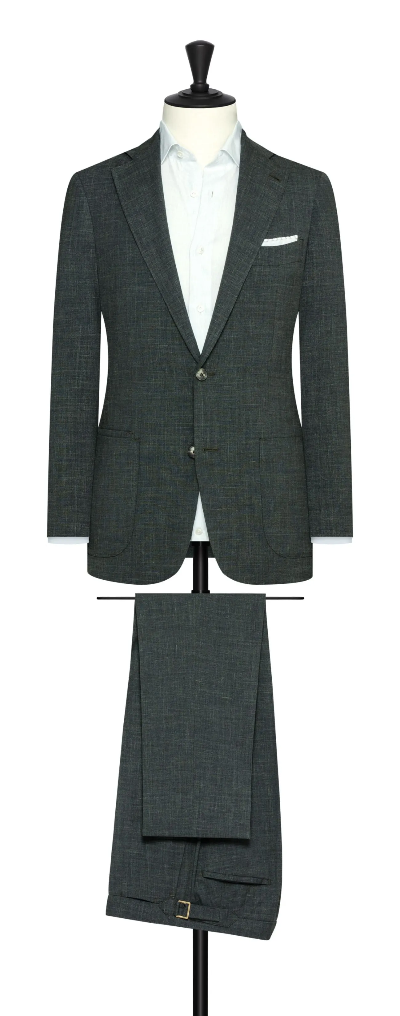 Loro Piana SUMMERTIME Dark Bottle Green Stretch Tropical Wool, Silk & Linen Plain Weave