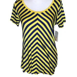 LuLaRoe Classic T Women's Extra Small Top Blue and Yellow Stripes NWT