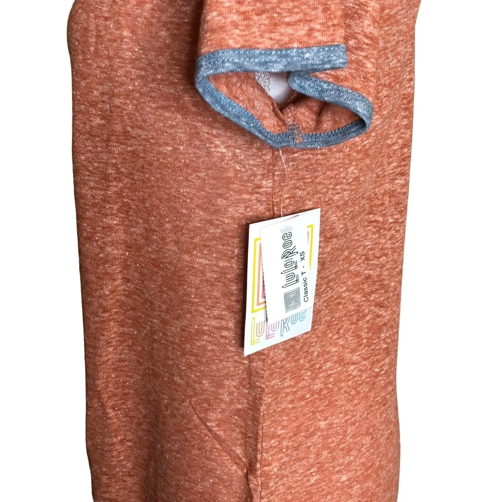 LuLaRoe Classic T Women's Extra Small Top Heather Orange Gray Trim NWT