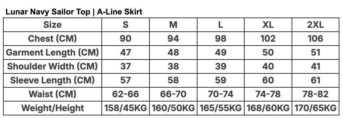 Lunar Navy Sailor A-Line Skirt