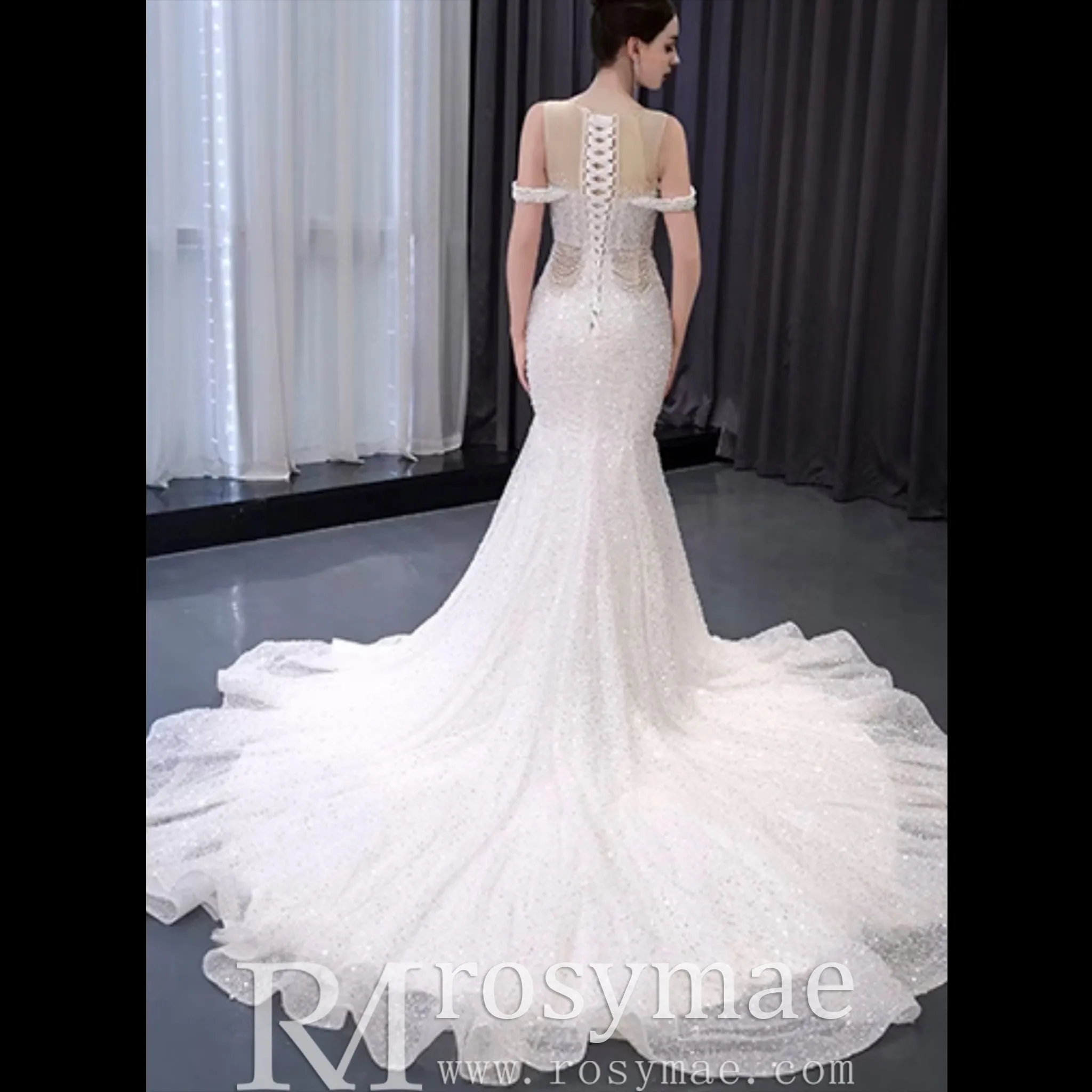 Luxury Mermaid Beaded Wedding Dress Elegant Bridal Gowns