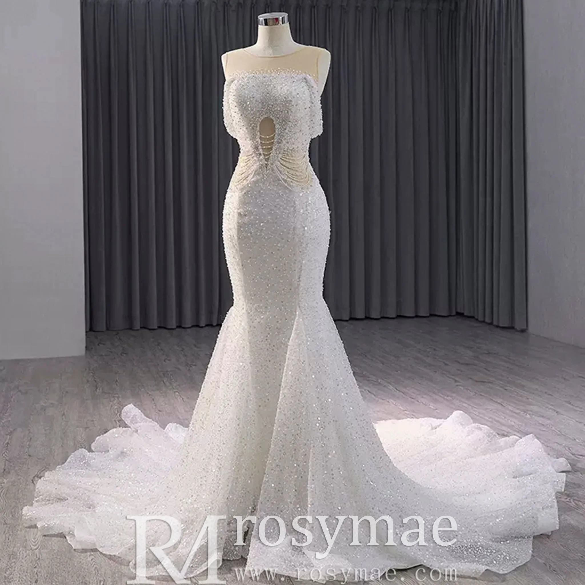 Luxury Mermaid Beaded Wedding Dress Elegant Bridal Gowns