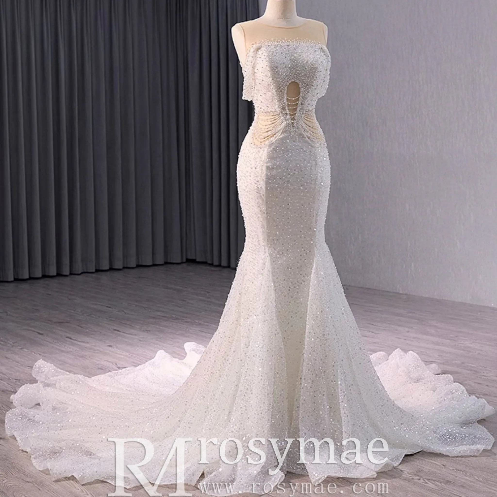 Luxury Mermaid Beaded Wedding Dress Elegant Bridal Gowns