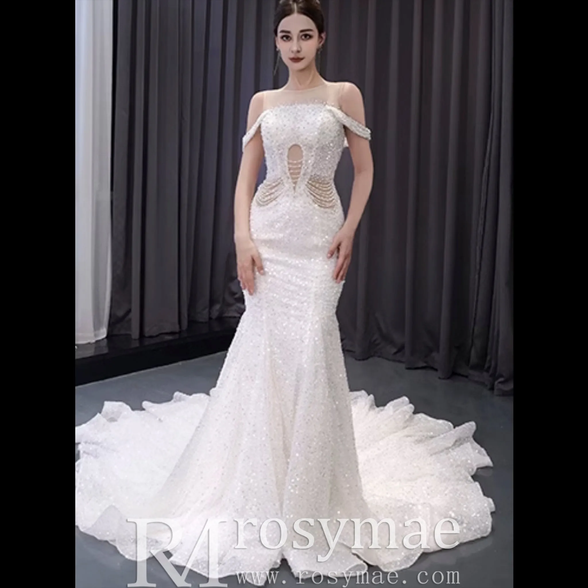Luxury Mermaid Beaded Wedding Dress Elegant Bridal Gowns