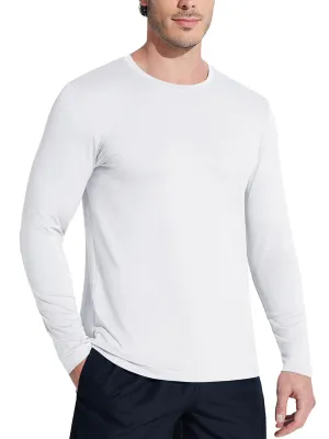 MAGCOMSEN UV Shirts for Men Long Sleeve Summer T Shirts Dry Fit UPF 50  Shirts Rash Guard Swim Shirts Lightweight Beach T Shirts White S