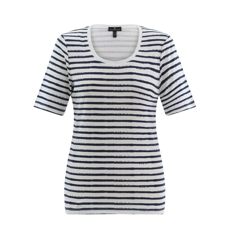 MARBLE Easy T-Shirt in Ink Blue/White Stripe