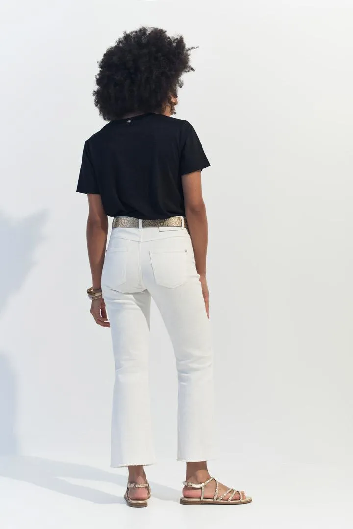 MARCIA - T-shirt noir encolure V maille irisée