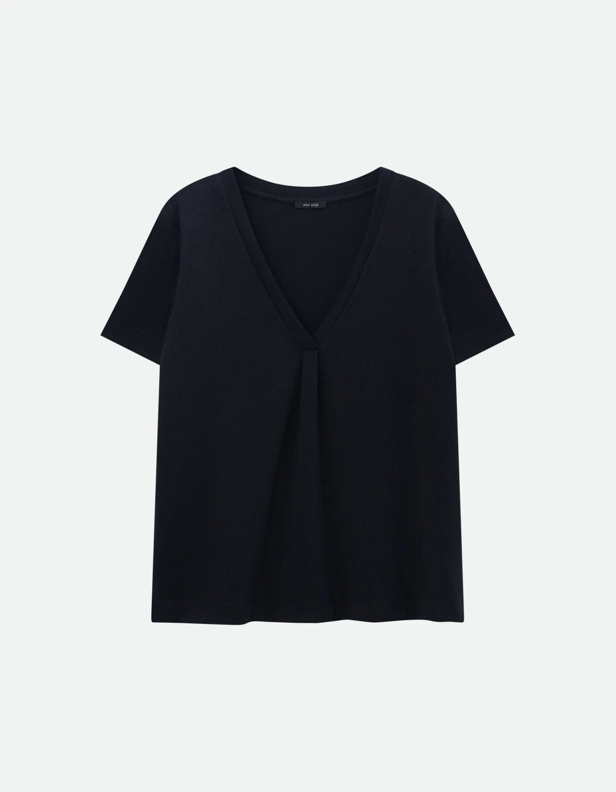MARCIA - T-shirt noir encolure V maille irisée