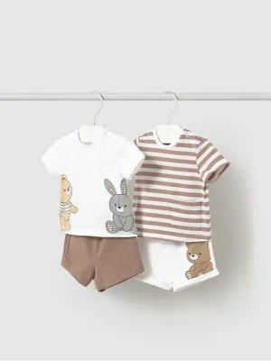 Mayoral Baby Boy Animal 2 Pack of Shorts Sets - Muffin