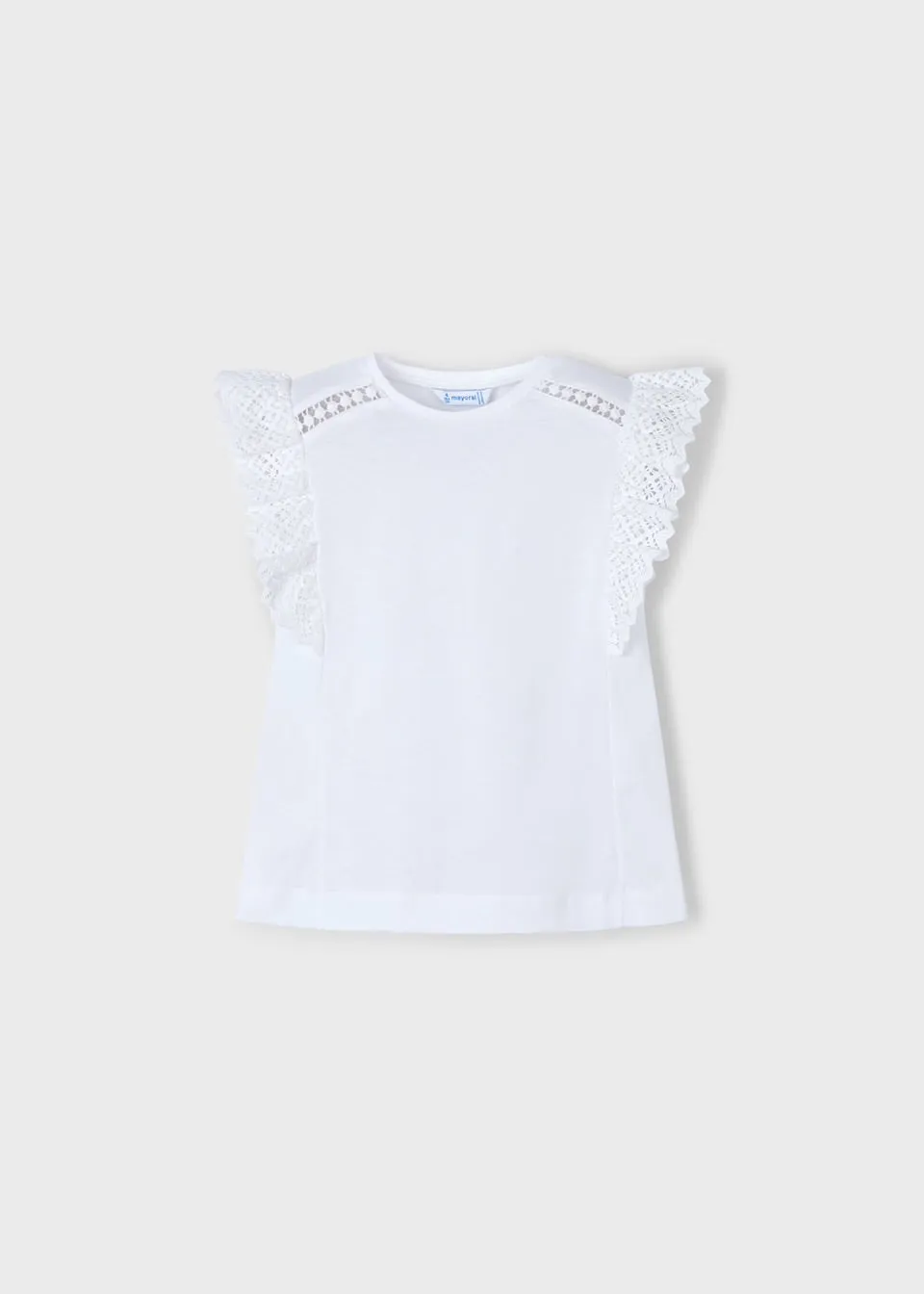 Mayoral Girls Crochet T-Shirt 3010 White