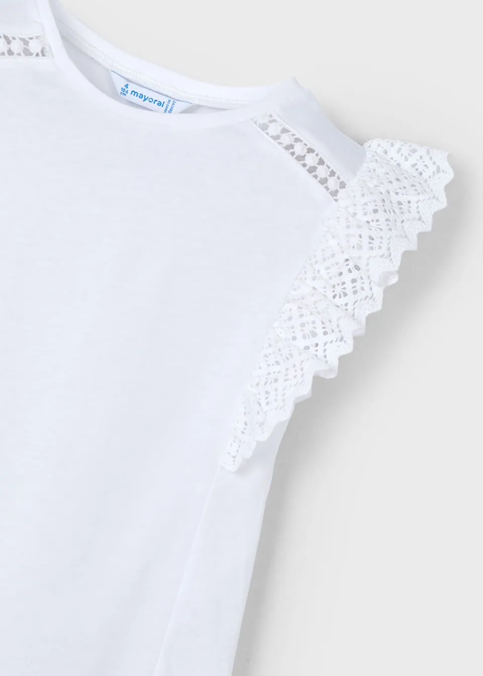 Mayoral Girls Crochet T-Shirt 3010 White