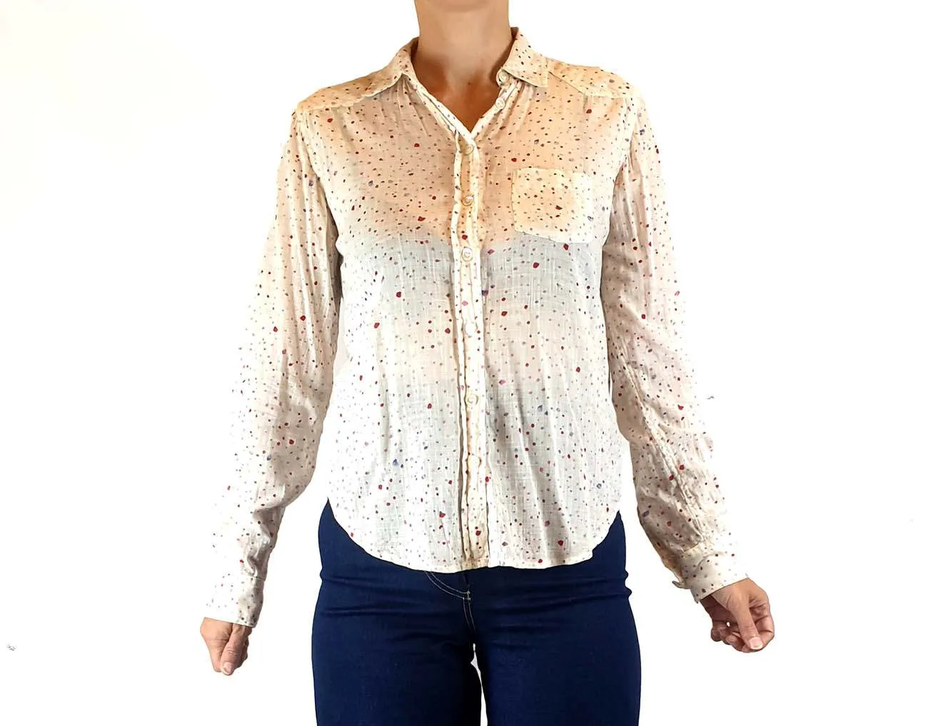 Meadow Rue 100% cotton paint splatter print shirt fits size 8