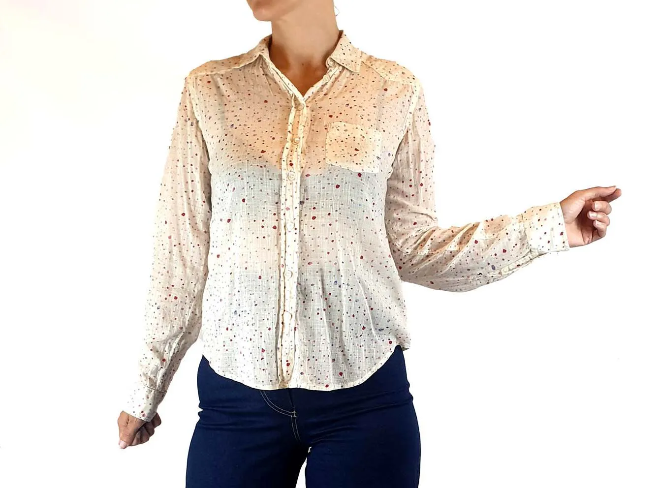 Meadow Rue 100% cotton paint splatter print shirt fits size 8