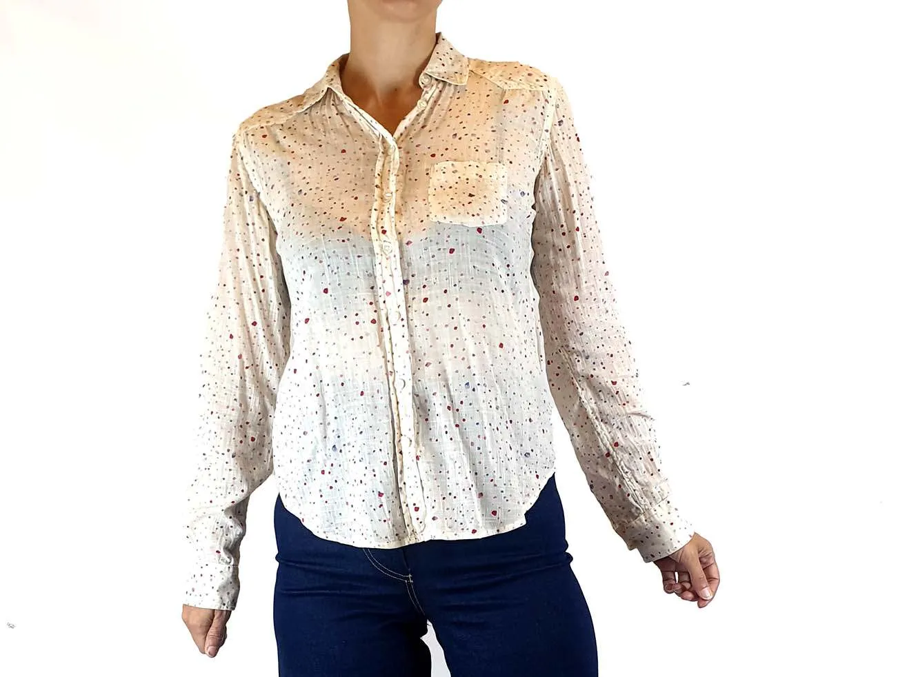 Meadow Rue 100% cotton paint splatter print shirt fits size 8
