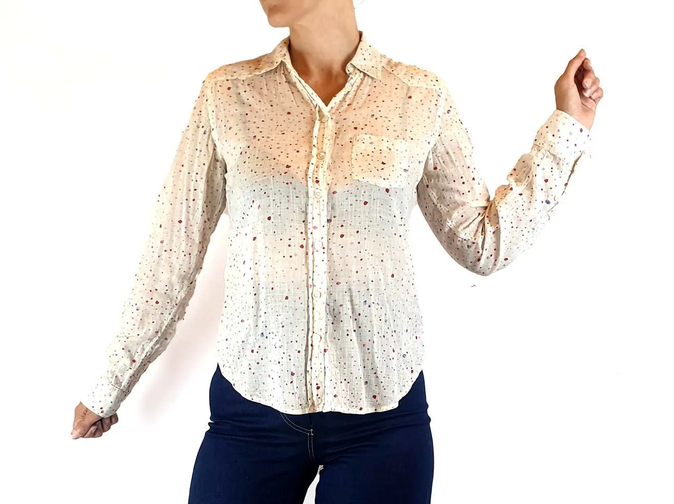Meadow Rue 100% cotton paint splatter print shirt fits size 8